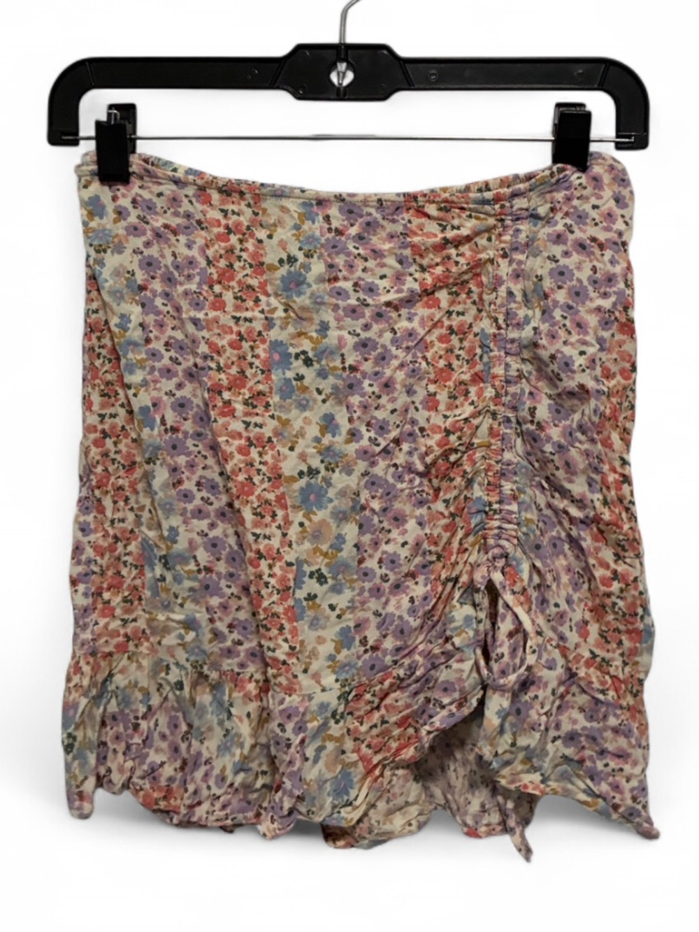 American Eagle Patchwork Floral Ruched Mini Skirt